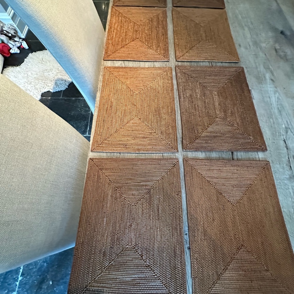 Rattan rectangle placemats - set of 8